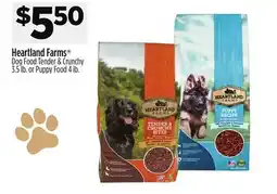 Dollar General Heartland Farms Dog Food Tender & Crunchy 3.5 lb. or Puppy Food 4 lb offer