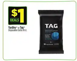 Dollar General Yardley or Tag Disposable Cloths offer