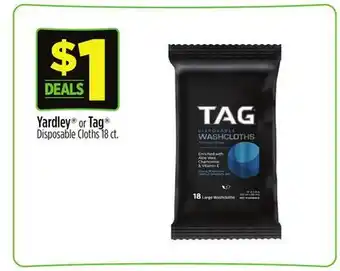Dollar General Yardley or Tag Disposable Cloths offer