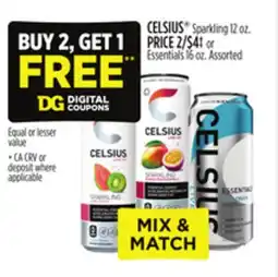 Dollar General CELSIUS Sparkling 12 oz. or Essentials 16 oz offer
