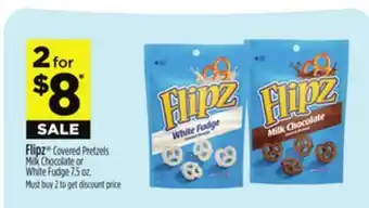 Dollar General Flipz Covered Pretzels Milk Chocolate or White Fudge offer