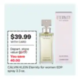 CVS CALVIN KLEIN Eternity for women EDP spray 3.3 oz offer