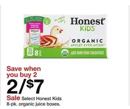 Target Select Honest Kids 8-pk. organic juice boxes offer