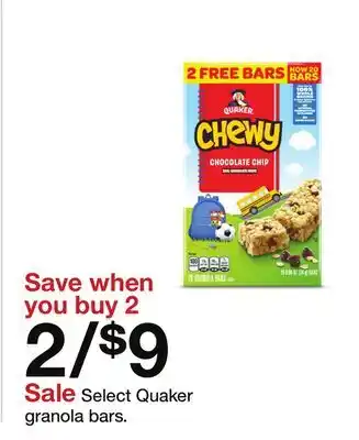 Target Select Quaker granola bars offer