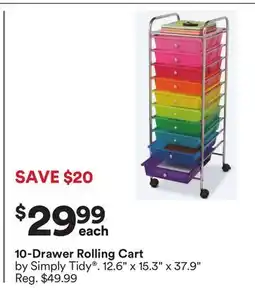Michaels 10-Drawer Rolling Cart by Simply Tidy offer
