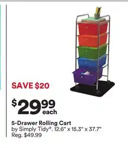 Michaels 5-Drawer Rolling Cart by Simply Tidy offer