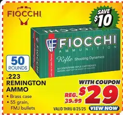 Big 5 Fiocchi Shooting Dynamics .223 Remington Ammunition offer
