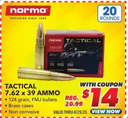 Big 5 Norma Tactical 7.62x39 Ammo offer