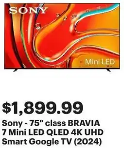 Best Buy Sony-75" class BRAVIA 7 Mini LED QLED 4K UHD Smart Google TV offer