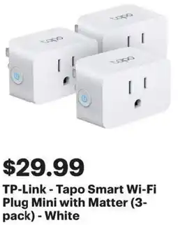 Best Buy TP-Link - Tapo Smart Wi-Fi Plug Mini with Matter offer