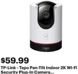 Best Buy TP-Link - Tapo Pan-Tilt Indoor 2K Wi-Fi Security Plug-In Camera offer