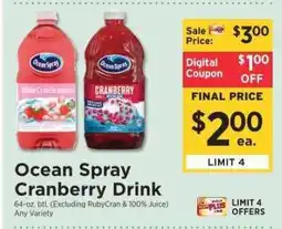 ShopRite Ocean Spray Cranberry Drink offer