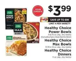 ShopRite Healthy Choice Power Bowls / Max Bowls / Dinners offer