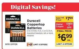 ShopRite Duracell Coppertop Batteries offer