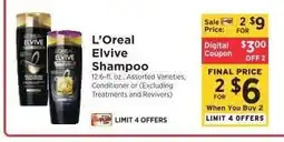 ShopRite L'Oreal Elvive Shampoo offer