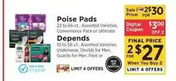 ShopRite Poise Pads / Depends offer