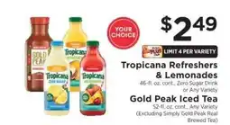 ShopRite Tropicana Refreshers & Lemonades, Gold Peak Iced Tea offer