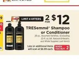 ShopRite Tresemme Shampoo or Conditioner offer