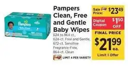 ShopRite Pampers Clean, Free and Gentle Baby Wipes offer