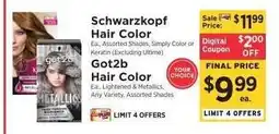ShopRite Schwarzkopf Hair Color / Got2b Hair Color offer