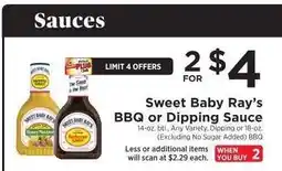 ShopRite Sweet Baby Ray’s BBQ or Dipping Sauce offer
