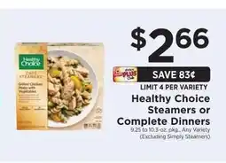 ShopRite Healthy Choice Steamers or Complete Dinners offer
