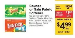 ShopRite Bounce or Gain Fabric Softener offer