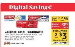 ShopRite Colgate Total Toothpaste offer