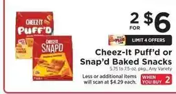 ShopRite Cheez-It Puff'd or Snap'd Baked Snacks offer