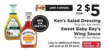 ShopRite Ken’s Salad Dressing & Sweet Baby Ray’s Wing Sauce offer