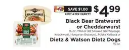 ShopRite Black Bear Bratwurst or Cheddarwurst offer