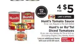 ShopRite Hunt's Tomato Sauce / Hunt's or Ro*Tel Diced Tomatoes offer