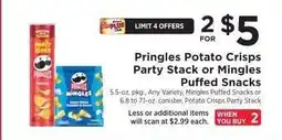 ShopRite Pringles Potato Crisps Party Stack or Mingles Puffed Snacks offer