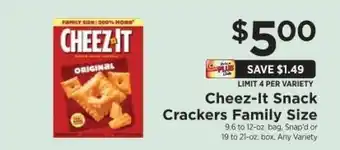 ShopRite Cheez-It Snack Crackers Family Size offer