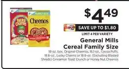ShopRite General Mills Cereal Family Size offer