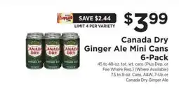 ShopRite Canada Dry Ginger Ale Mini Cans 6-Pack offer
