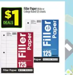 Dollar General Filler Paper Wide or College Ruled offer