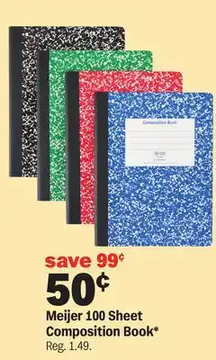 Meijer Meijer 100 Sheet Composition Book offer