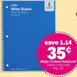 Meijer Meijer 70 Sheet Notebook offer