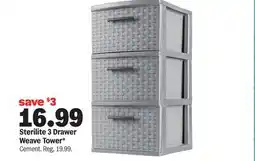 Meijer Sterilite 3 Drawer Weave Tower offer