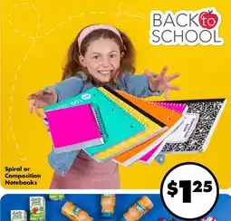 Dollar Tree Spiral or composition notebooks offer