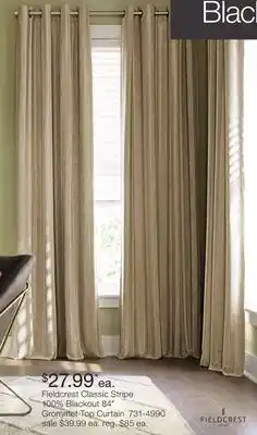 JC Penney Fieldcrest Classic Stripe 100% Blackout 84 Grommet-Top Curtain offer