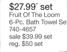 JC Penney Fruit Of The Loom 6-Pc. Bath Towel Set offer