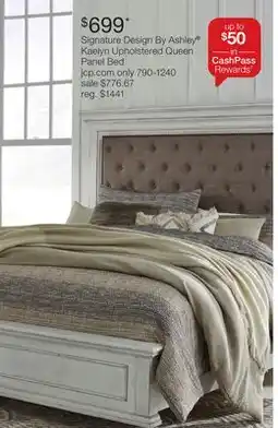JC Penney Signature Design By Ashley Kaelyn Upholstered Queen Panel Bed offer