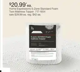 JC Penney Home Expressions 5-Zone Standard Foam Twin Mattress Topper offer