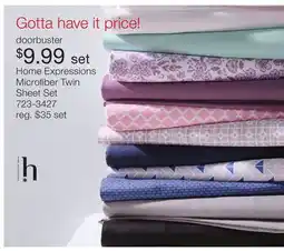 JC Penney Home Expressions Microfiber Twin Sheet Set offer