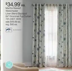 JC Penney Martha Stewart Westchester Linen Blend Blackout 84 Grommet-Top Curtain offer