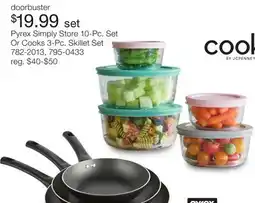 JC Penney Pyrex Simply Store 10-Pc. Set Or Cooks 3-Pc. Skillet Set offer
