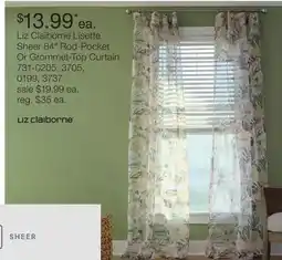 JC Penney Liz Claiborne Lisette Sheer 84 Rod-Pocket Or Grommet-Top Curtain offer