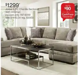 JC Penney Jodye 3-Pc. Chenille Sectional With Ottoman offer